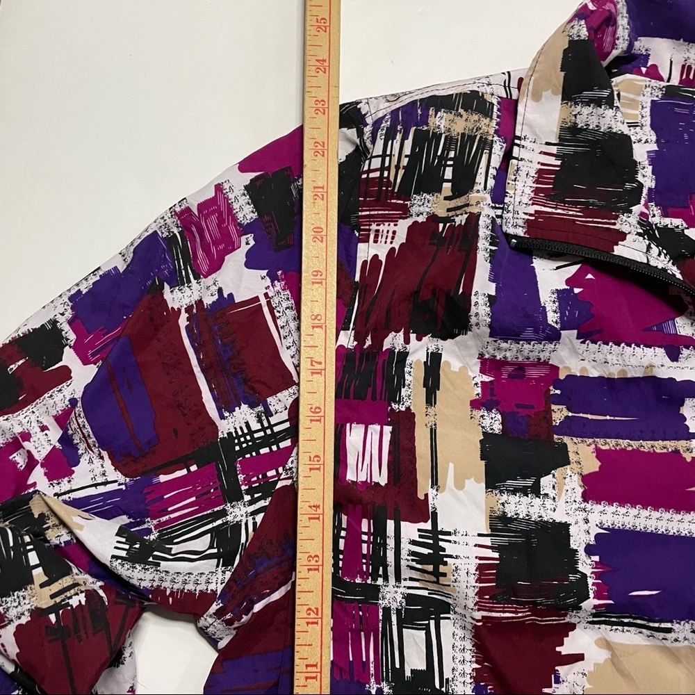 Koret Y2K Vintage Patterned Lined Lightweight Windbreaker Jacket Shoulder Pads - Picture 8 of 8